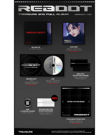 TREASURE - 2ND FULL ALBUM - REBOOT (DIGIPACK VER.) First print POB - Kostenlose Selfie Card TREASURE